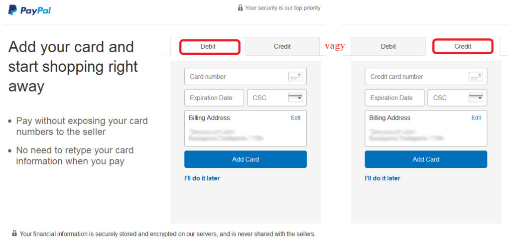PayPal regisztráció 5. lépés