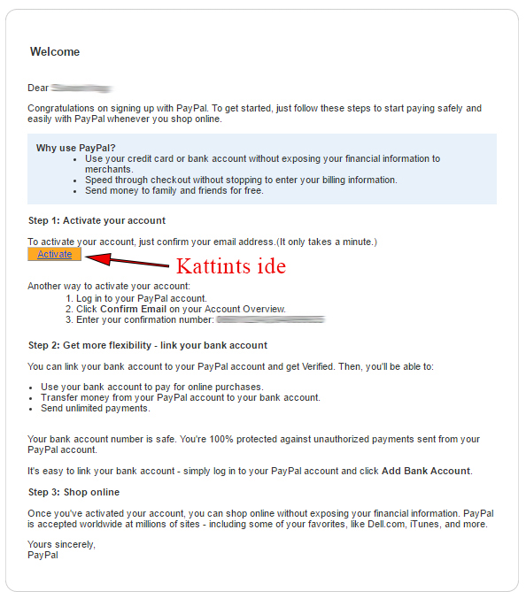 PayPal regisztráció 7. lépés